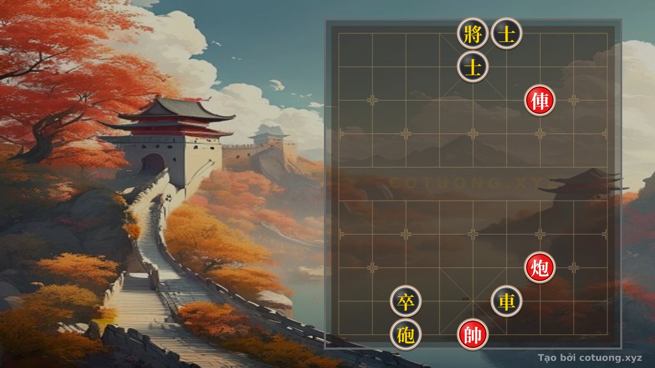 Thế cờ: Red General's Strategy: Red Cannon Attacks Black Chariot, Black Advisor Pinned - A Chess Move Like a Secret Code — Cờ Tướng Online