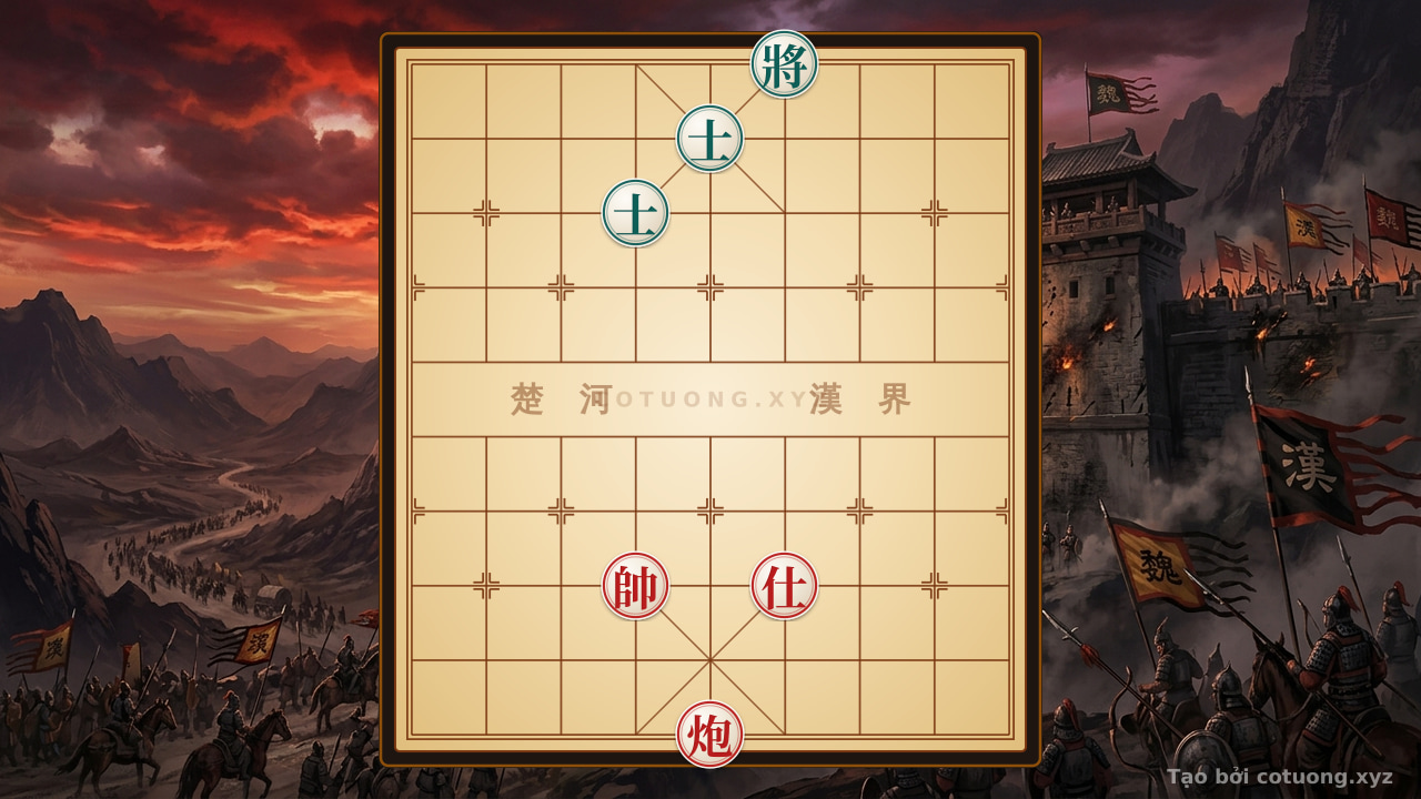 Thế cờ: Defensive Counterattack in the Red General on File 6, Rank 3 - Red Advisor on File 4, Rank 3 - Red Cannon on File 5, Rank 1 — Cờ Tướng Online