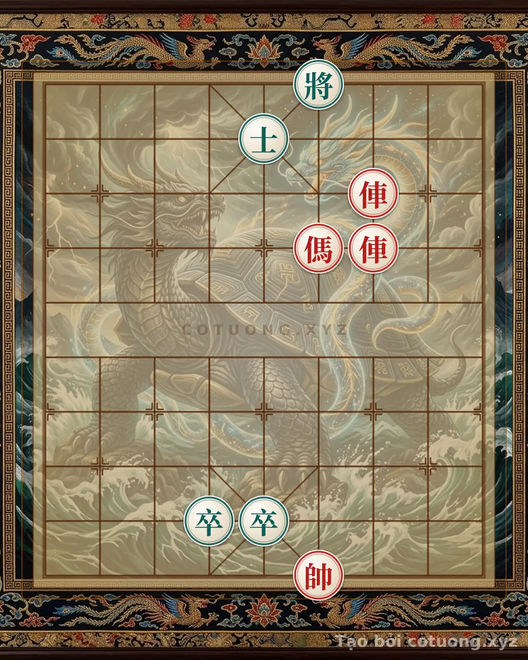 Thế cờ: Red General: 2 Rooks Checkmate Black in 3 Moves - Elegant Strategy — Cờ Tướng Online