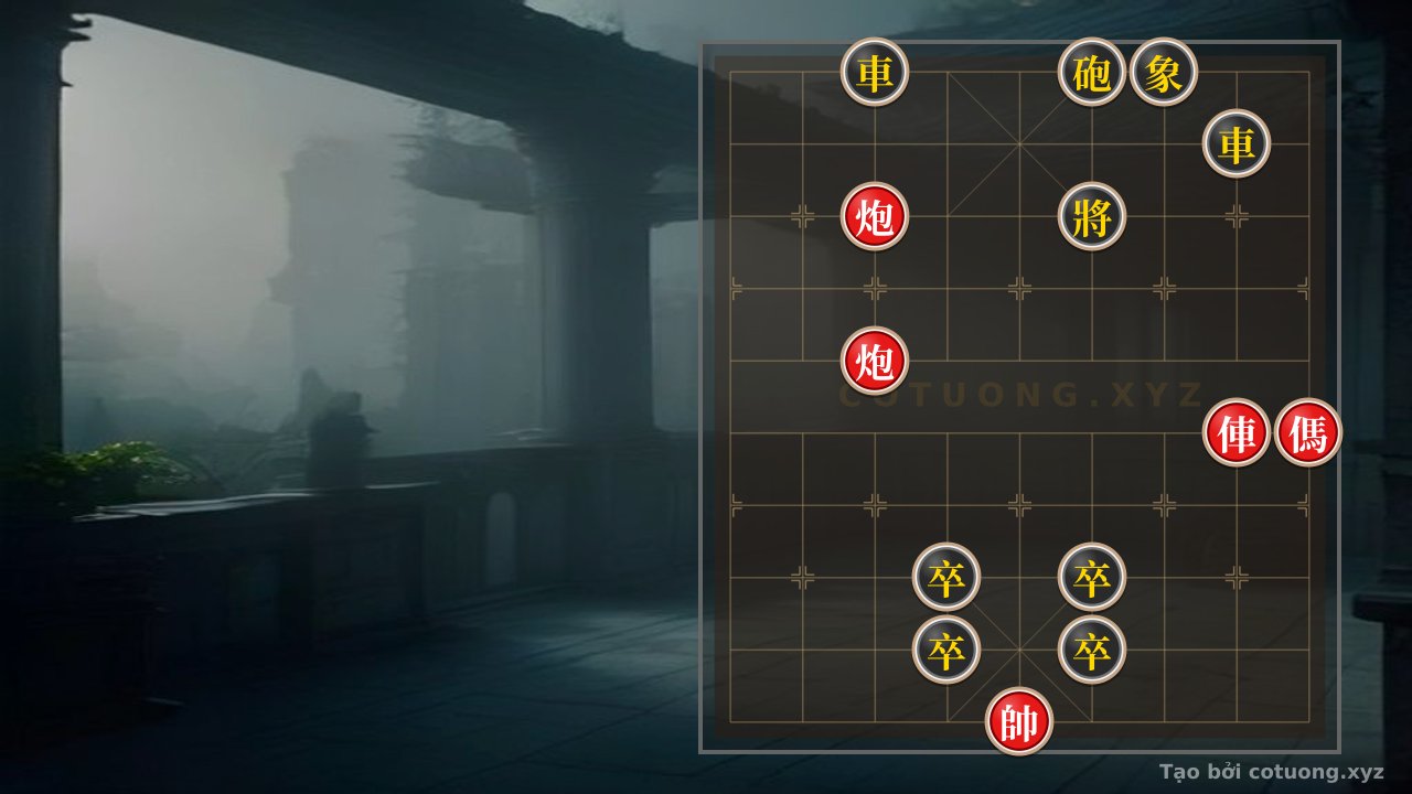 Thế cờ: Classic Checkmate: Red 2Cannons Horse vs Black 2Chariots Cannons 4Pawns Elephants - The Mournful Move — Cờ Tướng Online
