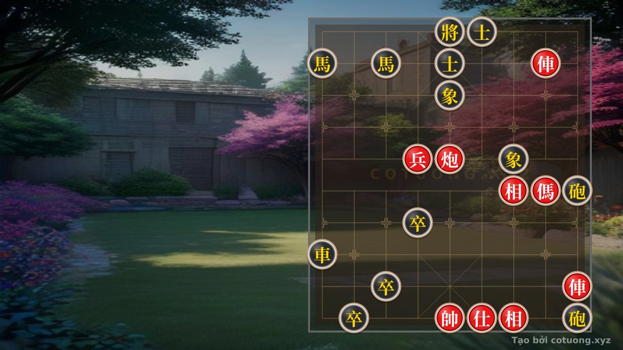 Thế cờ: Jianghu Chess Puzzle: 2 Chariots, Cannon, Horse, Pawn, 2 Advisors, 2 Elephants vs Chariot, 2 Cannons, 2 Horses, 3 Pawns, 2 Advisors, 2 Elephants – Red’s Supreme Tactics — Cờ Tướng Online