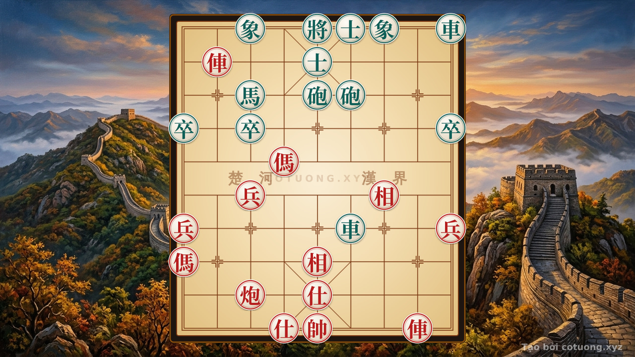Thế cờ: Xiangqi Secret: The Sacrifice Move That Fools the Opponent in the Double Rook Cannon Endgame - Reverse the Board in Just 3 Moves — Cờ Tướng Online