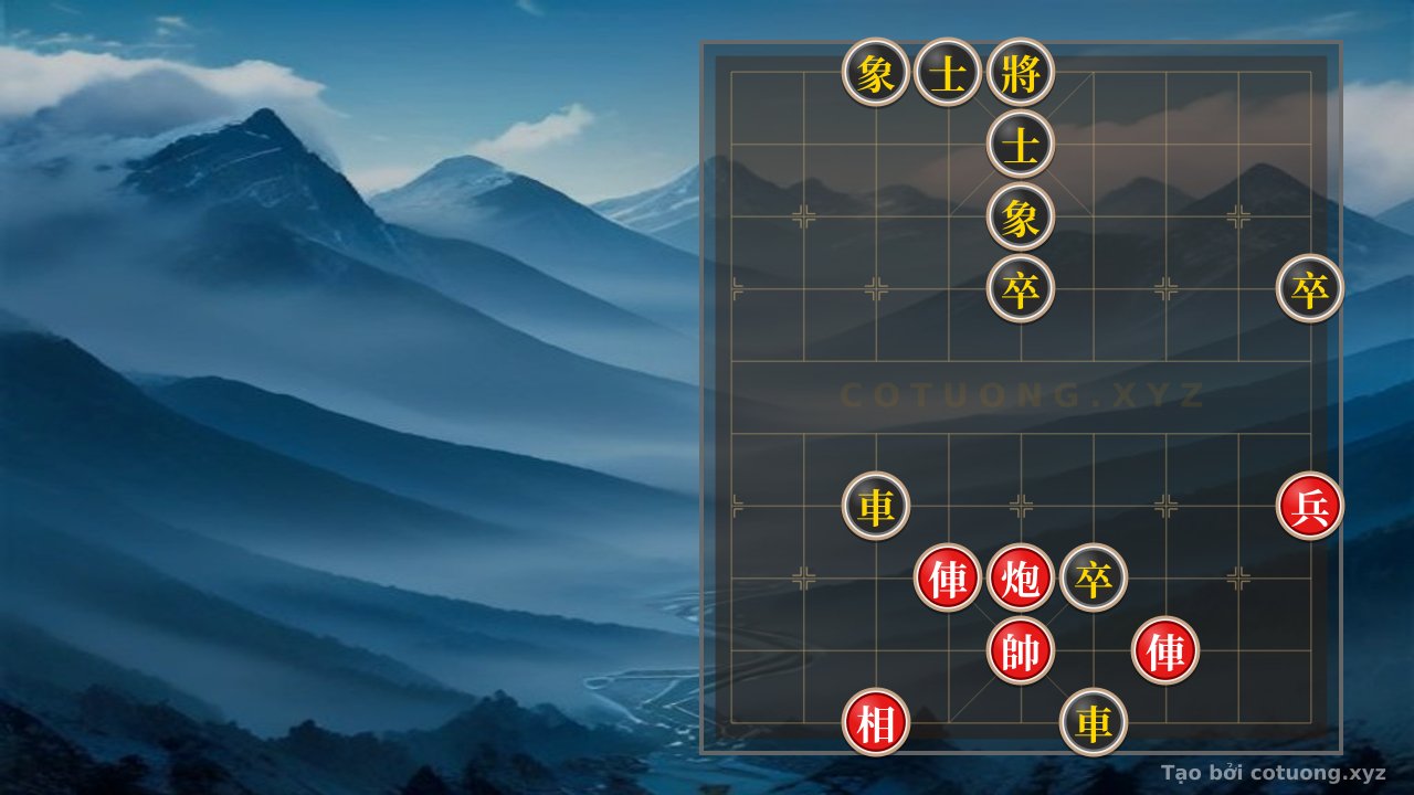 Thế cờ: The Classic Xiangqi Strategy: Red's Double Rook Cannon Pawn vs. Black's Two Rooks Three Pawns - The Xichibi Battle on the Board — Cờ Tướng Online