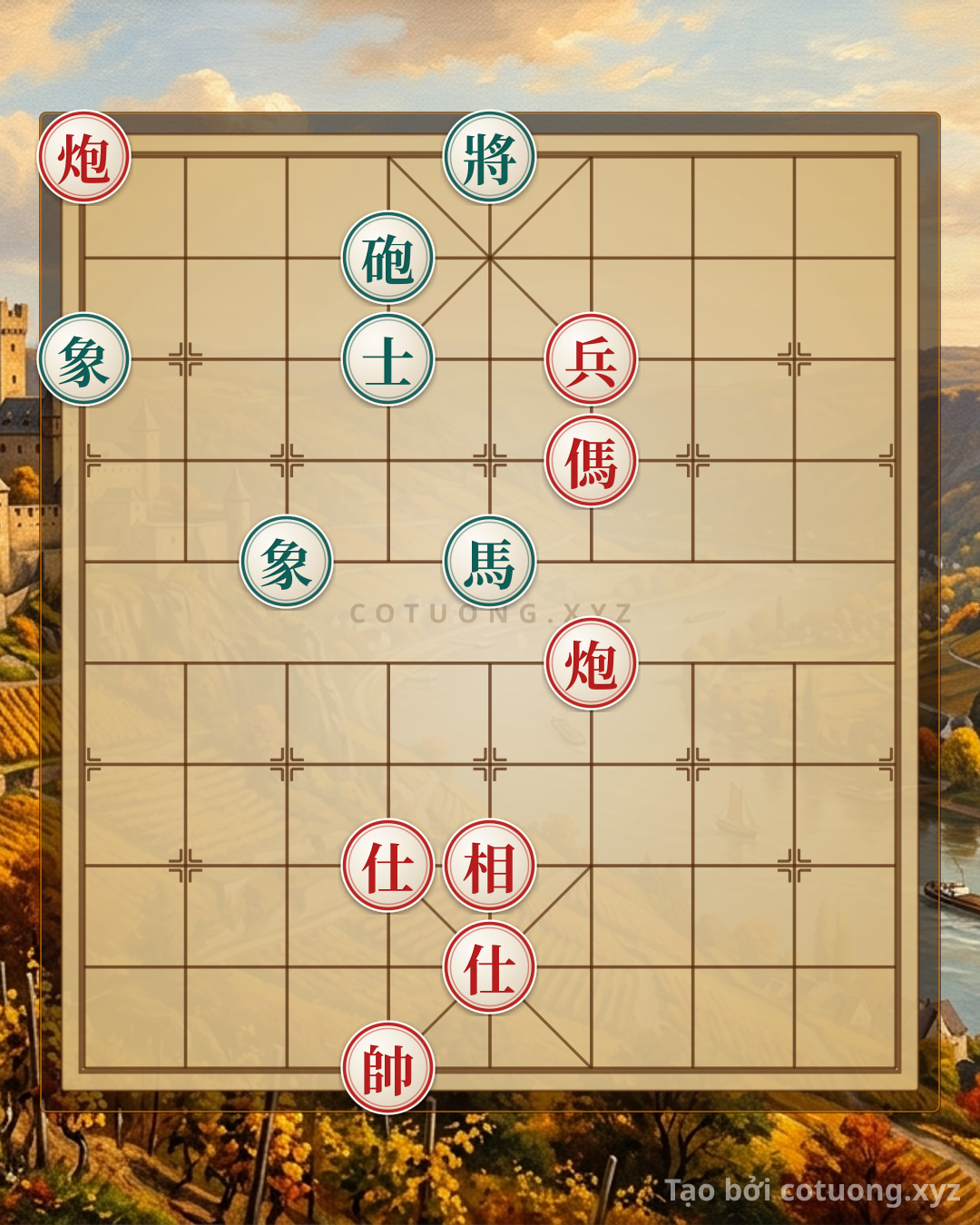 Challenge: Xiangqi Pro Tips: 2Cannons Horse Pawn 2Advisors Bishops vs. Cannon Horse Advisor 2Bishops - Mystical Formation - Can you solve it?