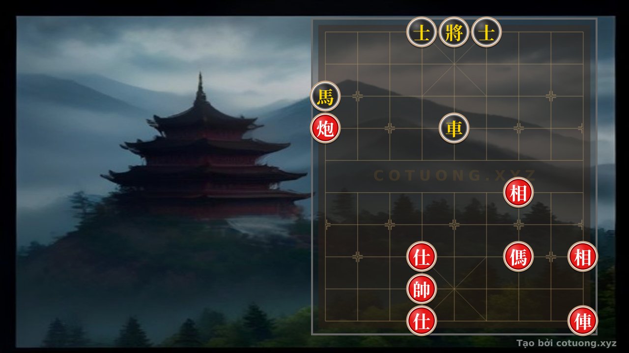 Thế cờ: Xiangqi Super Difficult: Red Chariot Exposed at 1-1 Defeats Double Horses Interlocking Legs — Cờ Tướng Online
