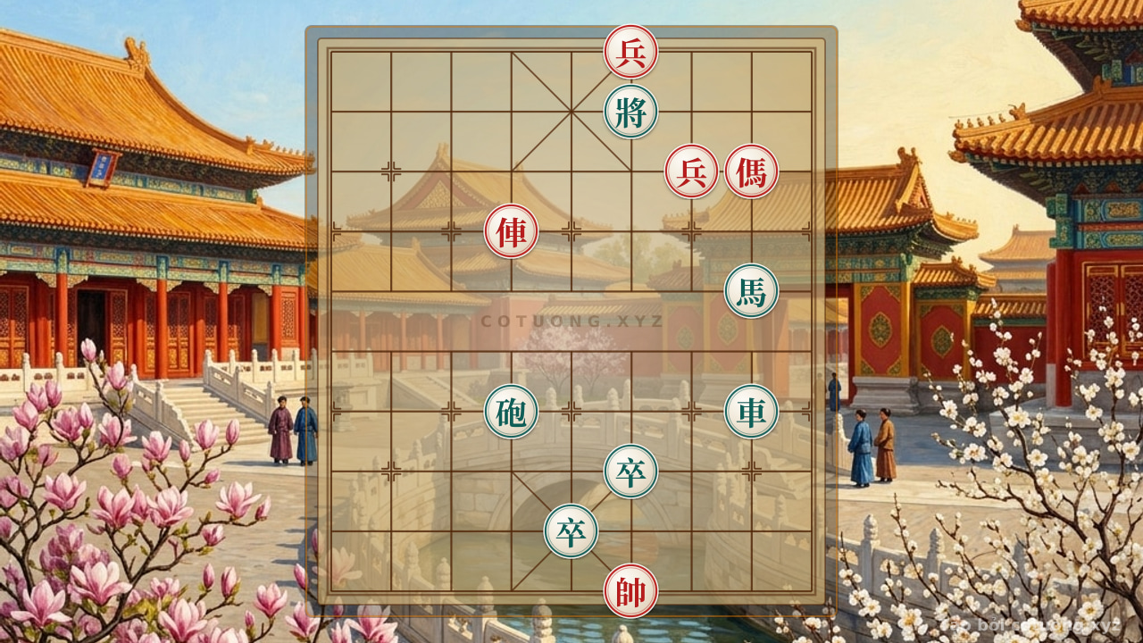 Thế cờ: Xiangqi: Black Defends with Double Horses, Red Counters with Empty Cannon — Cờ Tướng Online