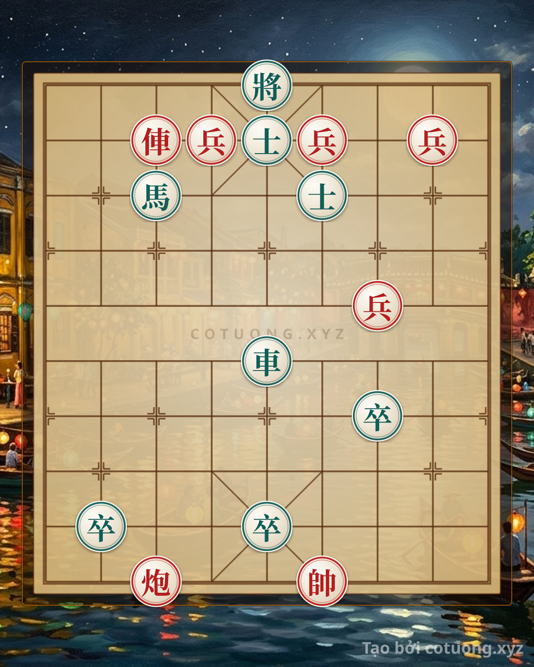 Challenge: The Art of Sacrificing Pieces: The Red Chariot Double Attacking the Black General in 5 Moves - Free Online Xiangqi - Can you solve it?