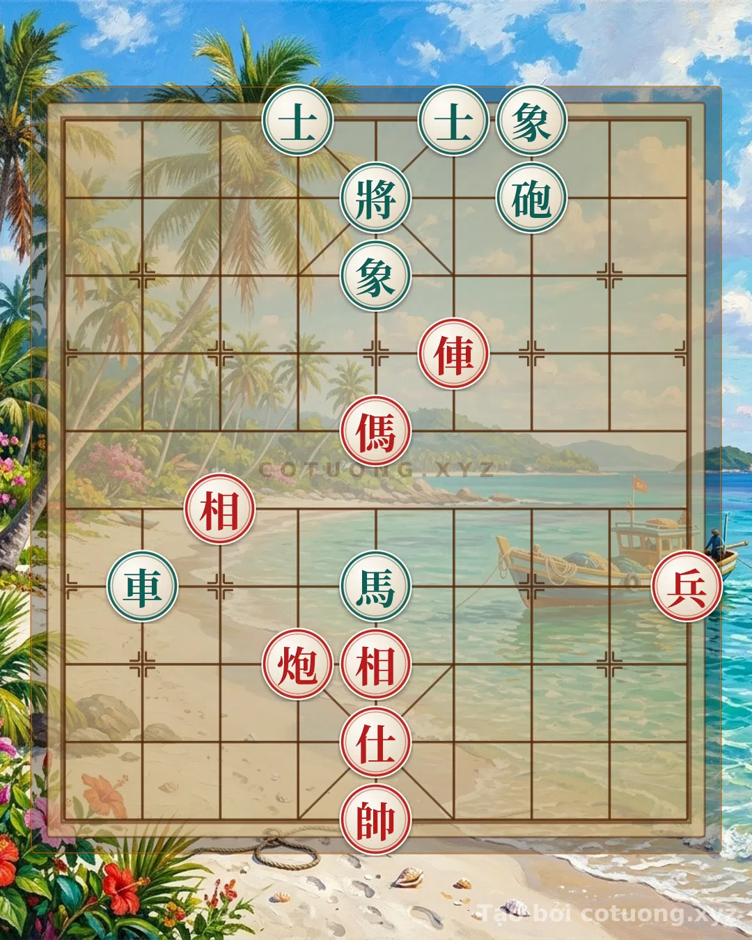 Thế cờ: Classic Checkmate Tips: Rook Cannon Horse Chariot vs. Rook Cannon Horse 2 Guards 2 Elephants – The Divine Counterattack from AI General — Cờ Tướng Online