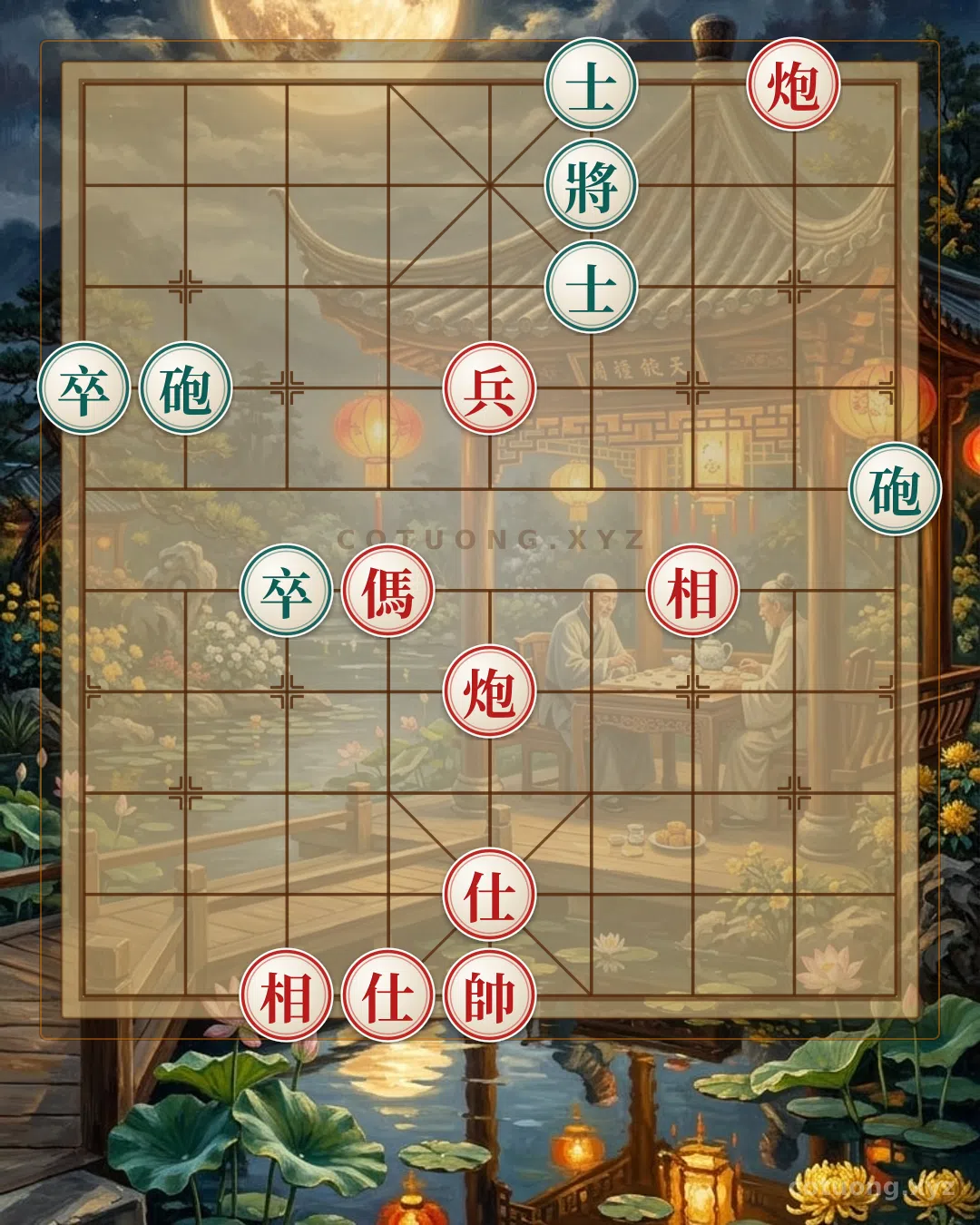 Thế cờ: Hidden Secrets of Xiangqi: When Black's Cannons and Horses Intertwine, How Does Red Escape the Deadly Checkmate? — Cờ Tướng Online
