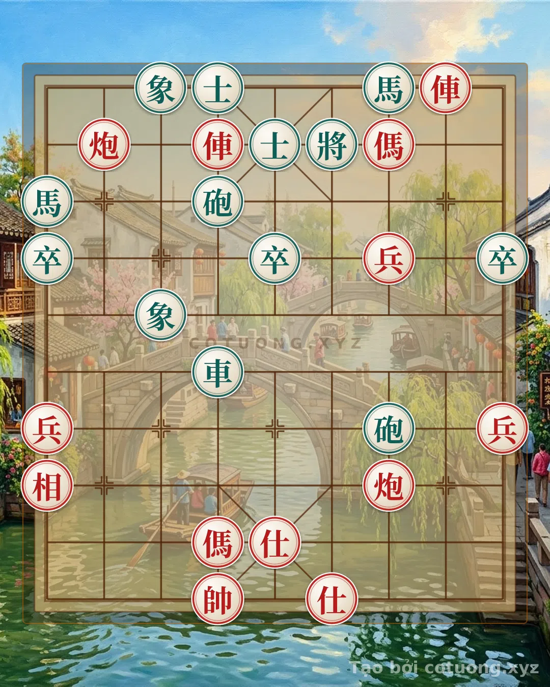 Thế cờ: Black's Defensive Secrets: Neutralizing Red's Pressure in a Level 5 Xiangqi Position — Cờ Tướng Online
