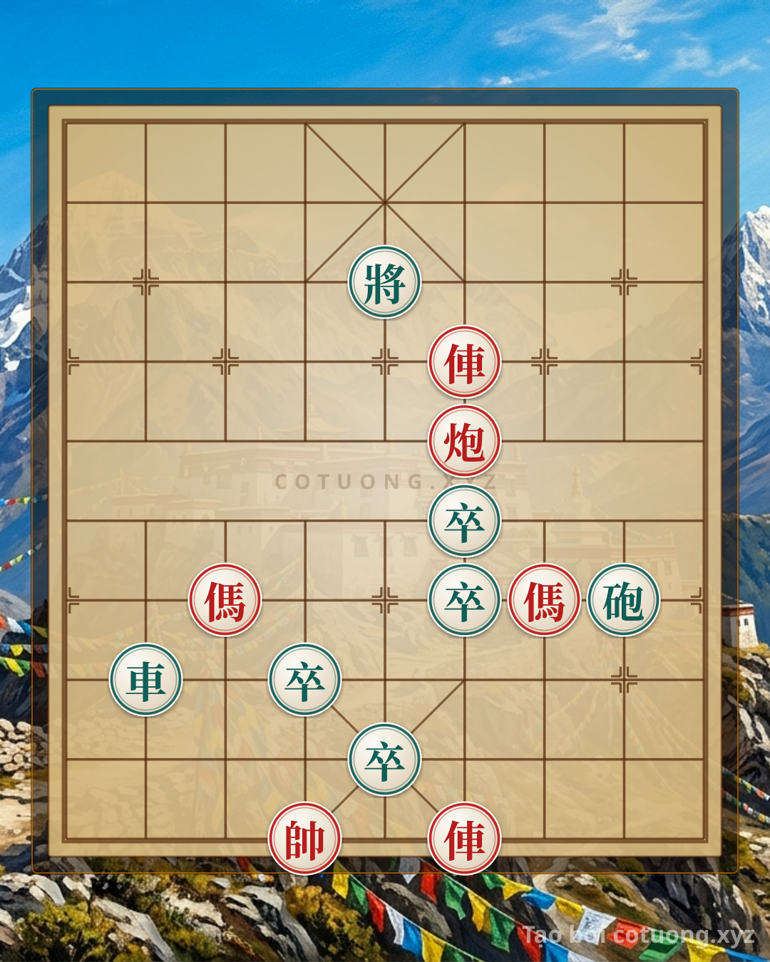 Challenge: Xiangqi (Chinese Chess) 8DC7: Tactics to Win from Double Horse Legs - Can you solve it?