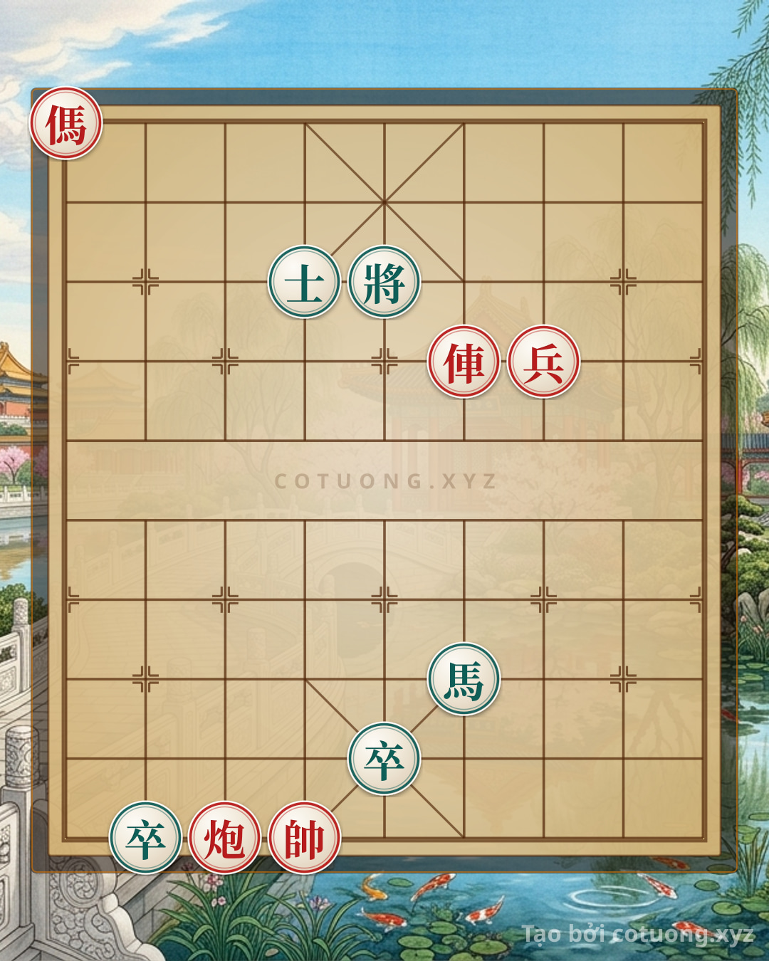 Challenge: The Ultimate Rook-Cannon-Horse Trap: Red Rook, Cannon, and Horse Checkmate Black's Pawn Pair in One Move! - Can you solve it?