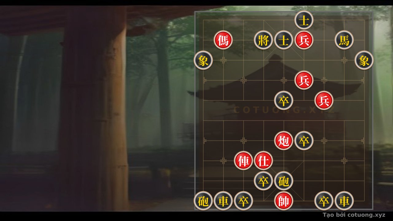 Thế cờ: The Red Pawns' Dance: When Three Red Pawns Break the Black Fortress — Cờ Tướng Online