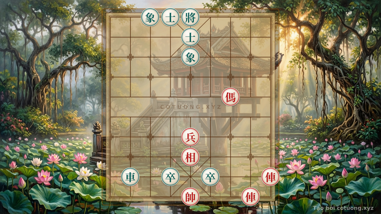 Thế cờ: The Secret to Breaking the Two Rooks, Horse, Pawn, and Elephant Formation: When Red Has Only One Escape Route — Cờ Tướng Online