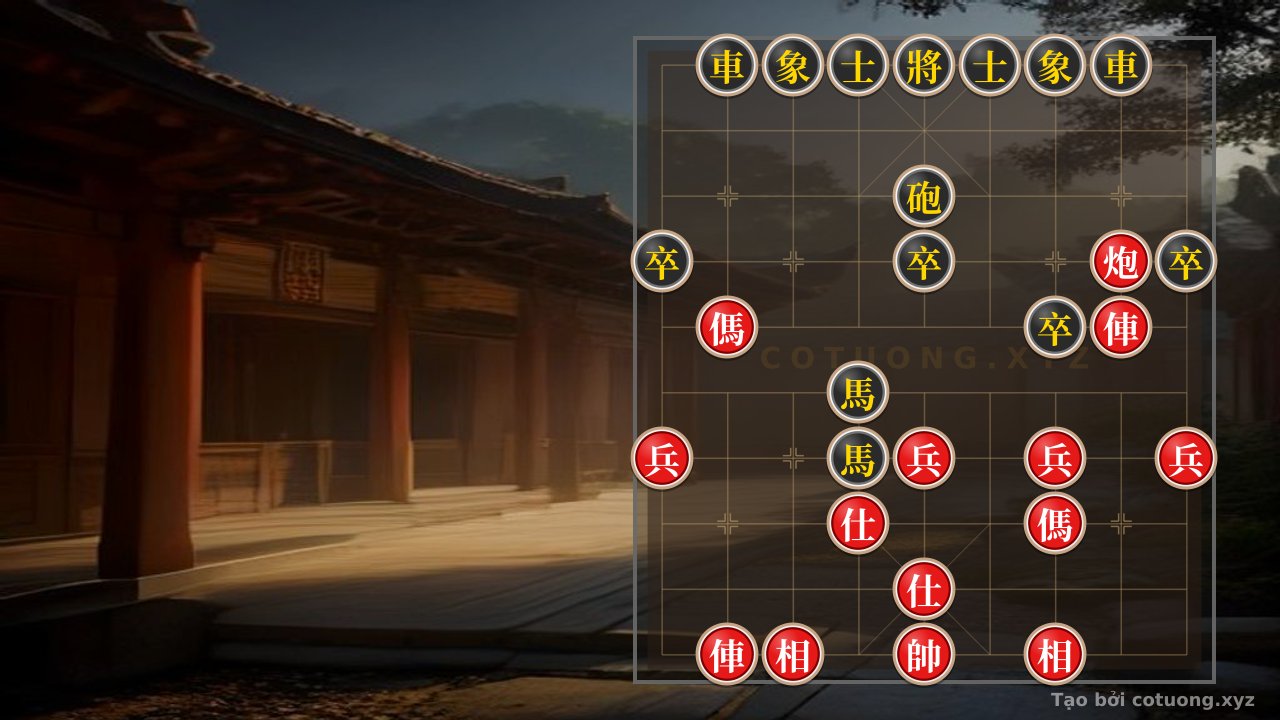 Thế cờ: Red Cannon's Explosive Strike: A Surprise Counterattack from the Last Rank — Cờ Tướng Online