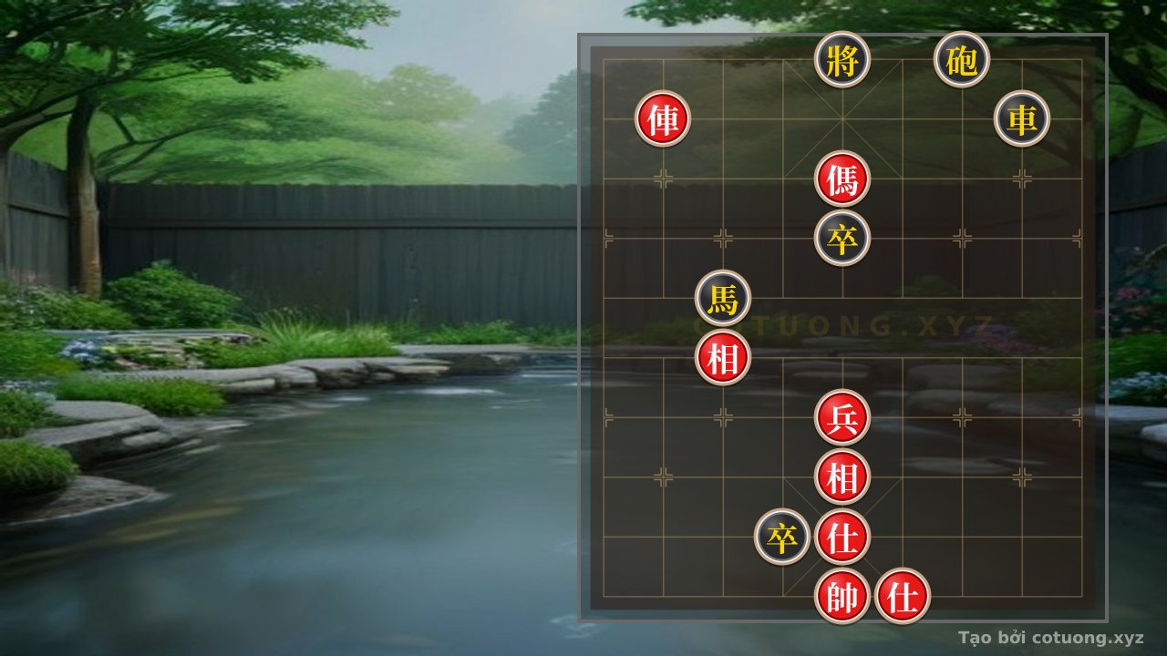 Thế cờ: Red Chariot Charges Straight at Black Cannon: A Brutal Move in a Level 1/10 Xiangqi Match — Cờ Tướng Online