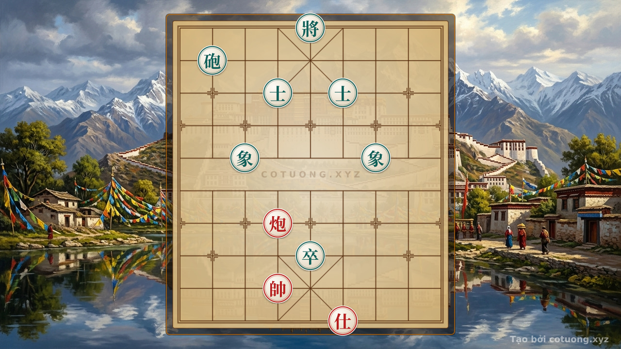 Thế cờ: Cannon Advisor Attacking the Black Pawn with 2 Advisors 2 Elephants: Red's Strategy to Knock Down the Black Pawn in 5 Moves - The Secret to Conquering the Battlefield — Cờ Tướng Online
