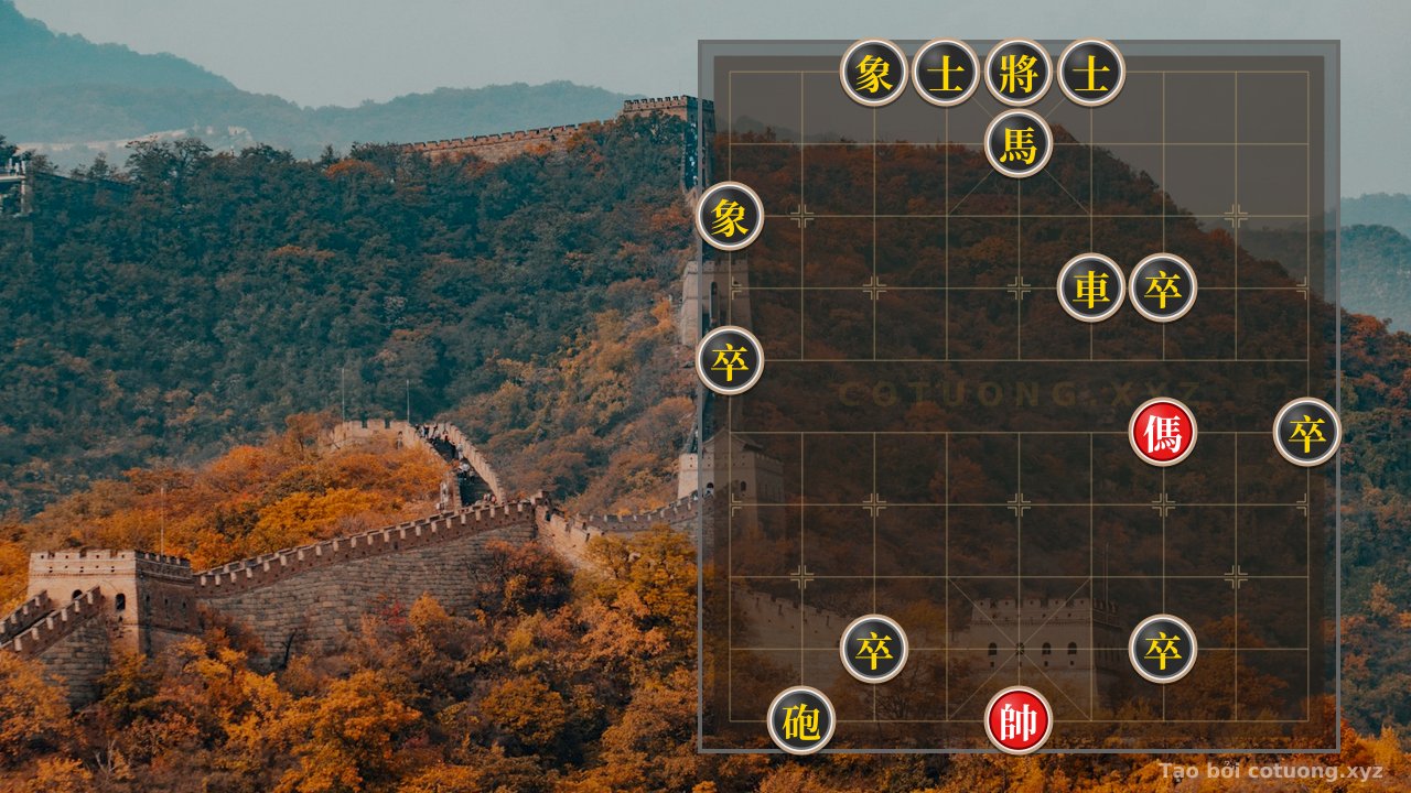 Thế cờ: Classic Checkmate: Red's Lone Horse vs. Black's Dense Rook-Cannon-Horse 5-Point Formation - Quick Win Strategy in 7 Moves — Cờ Tướng Online