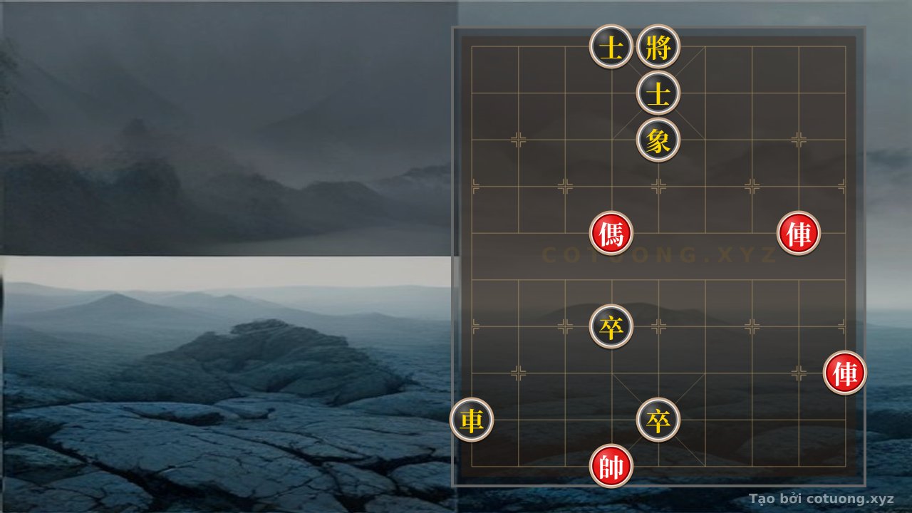 Thế cờ: Red God: Rook 2 Retreats to Row 3, Advances and Conquers the Black Army — Cờ Tướng Online