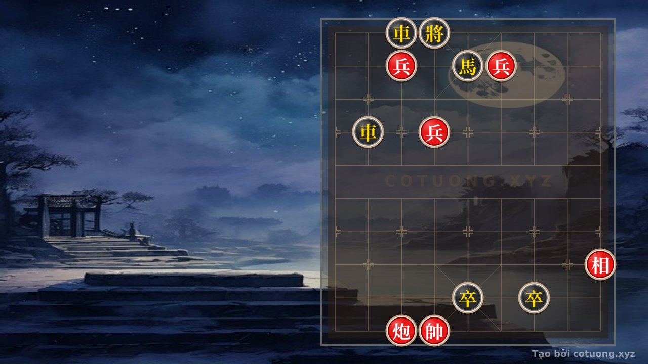Thế cờ: The Hidden Cannon Strategy: Red's 3 Chariots and Advisors Defeat Black's 2 Horses at Path 7, Rank 9 — Cờ Tướng Online