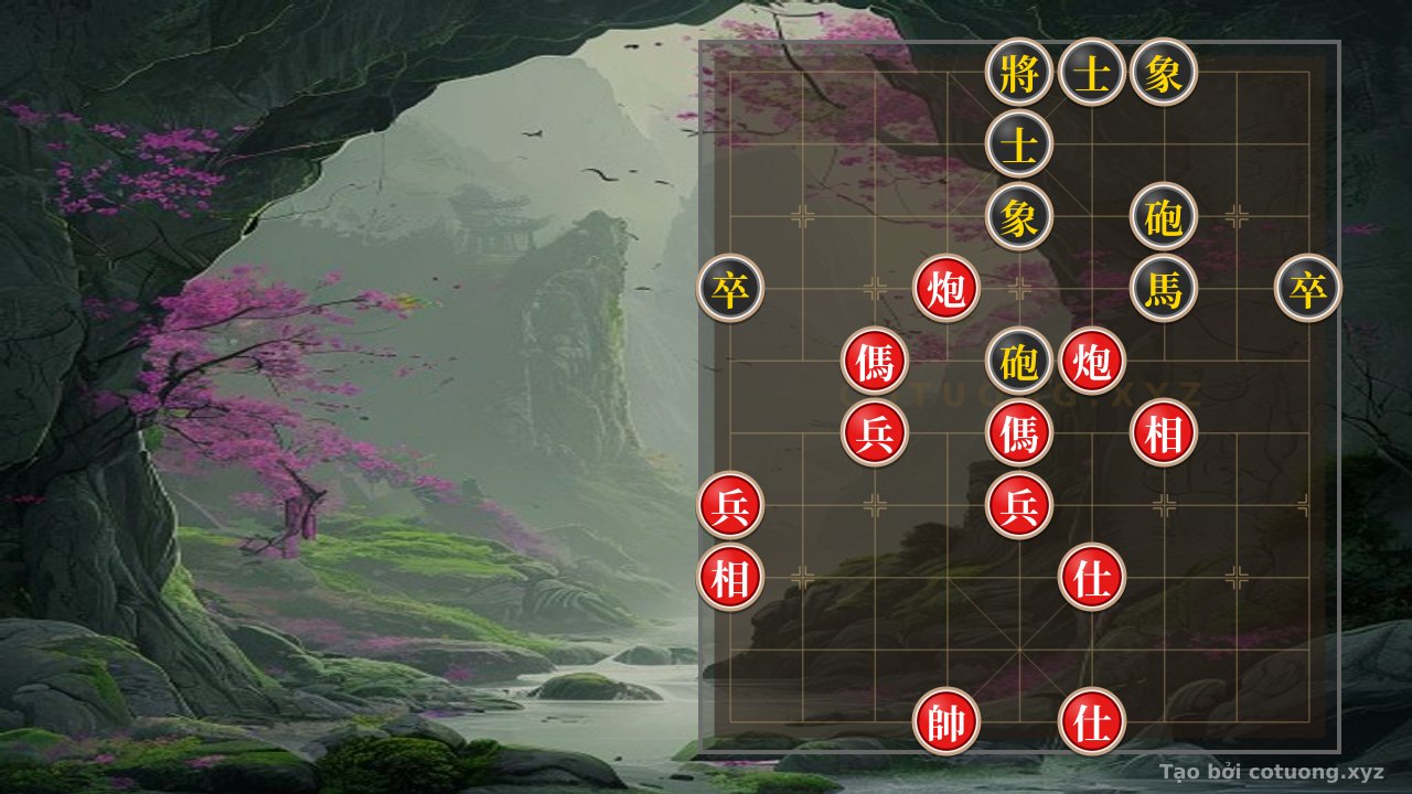Thế cờ: Red General's Cannon Shot vs. Black's Double Horse Counterattack - Key Chess Position — Cờ Tướng Online