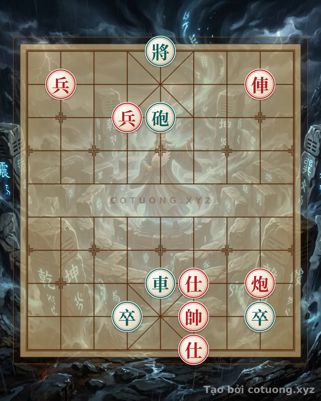 Thế cờ: The Unparalleled Masterstroke: The Rook-Cannon with Two Pawns Shatters the Opponent's Rook-Cannon in a Legendary Endgame — Cờ Tướng Online