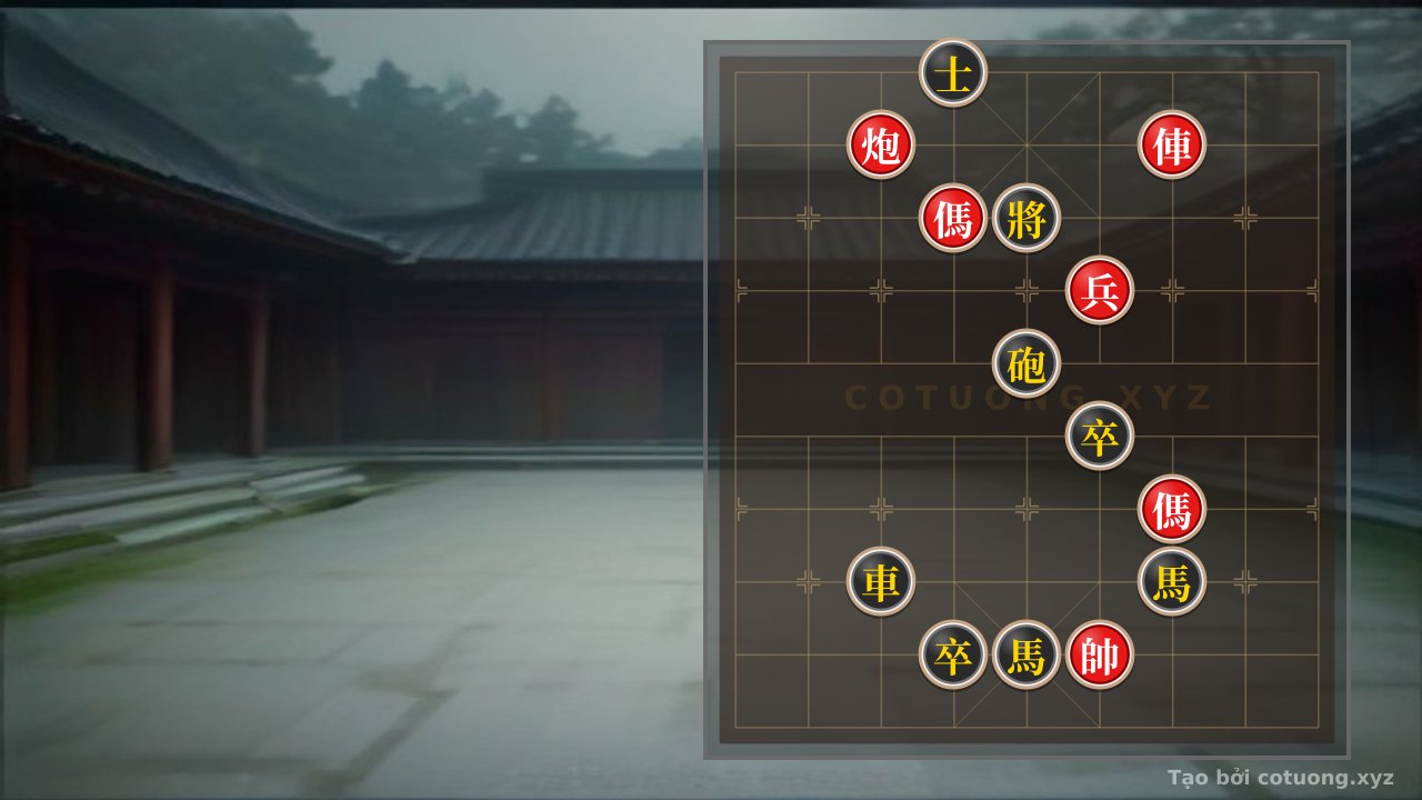 Thế cờ: The Red General's Strategic Ambush - When the Empty Cannon Captures the Black General in a Double Horse Interlock — Cờ Tướng Online