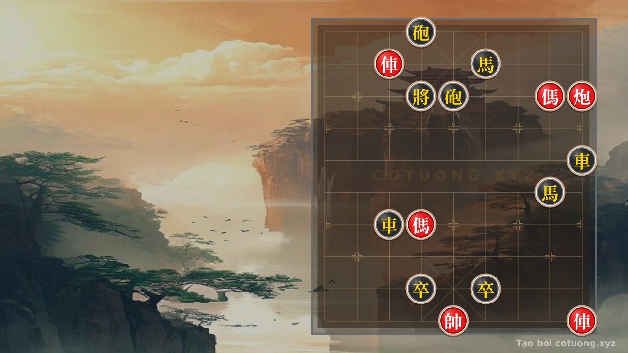 Thế cờ: Xiangqi: Red Chariot vs. Black Chariot at 1-1 and 9-6 in Double Horse Face-to-Face Formation — Cờ Tướng Online