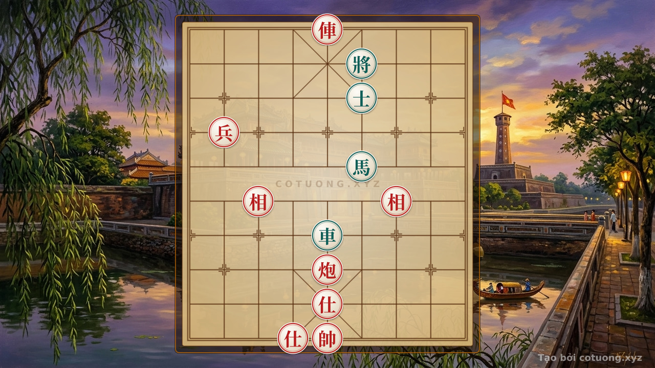 Thế cờ: Art of Xiangqi: Rook Cannon Pawn 2 Advisors 2 Elephants Restraining Rook Horse Advisor — Cờ Tướng Online