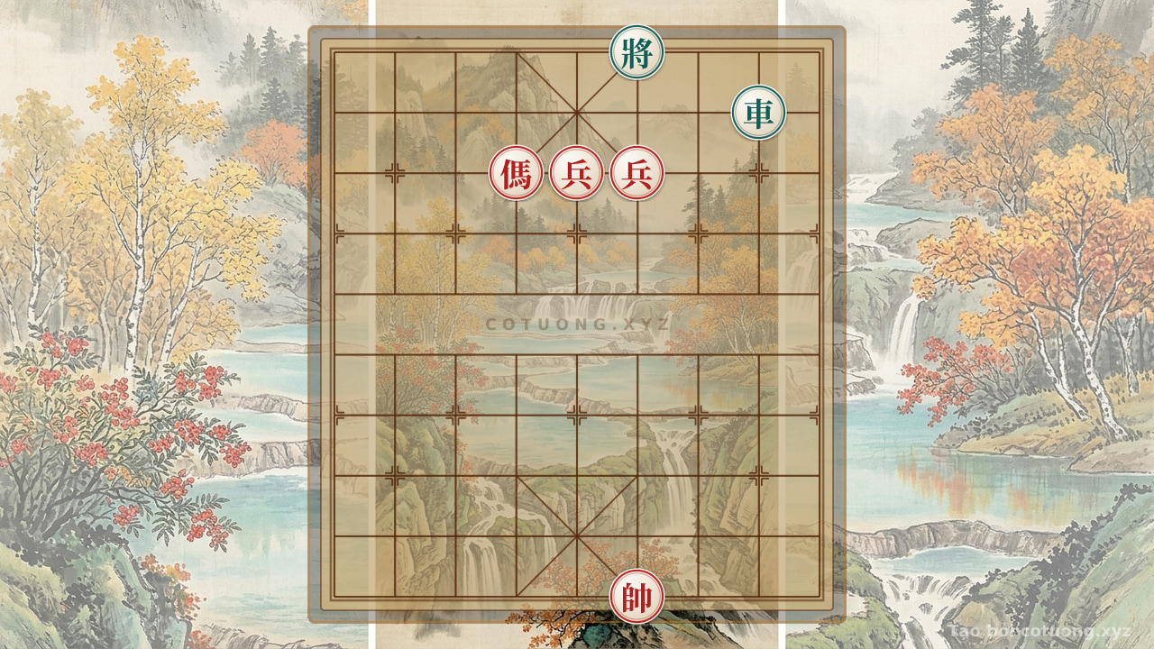 Thế cờ: Xiangqi: Tactical Checkmate with Black Rook and Red Horse — Cờ Tướng Online