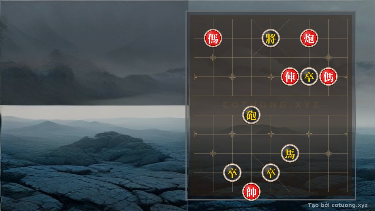 Thế cờ: The Mystery of the Encrypted Chessboard 8dc7: Red Cannon Challenges Black General, What Move Will Turn the Tide? — Cờ Tướng Online