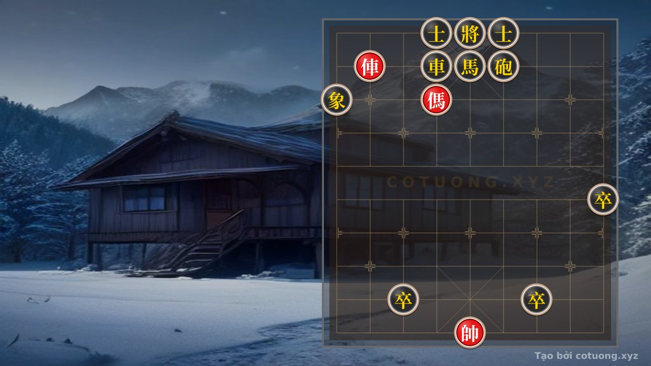 Thế cờ: Super Difficult Xiangqi: Red Chariot Exposed at 8th Rank, 9th File, Breaking Black's Defensive Wall — Cờ Tướng Online