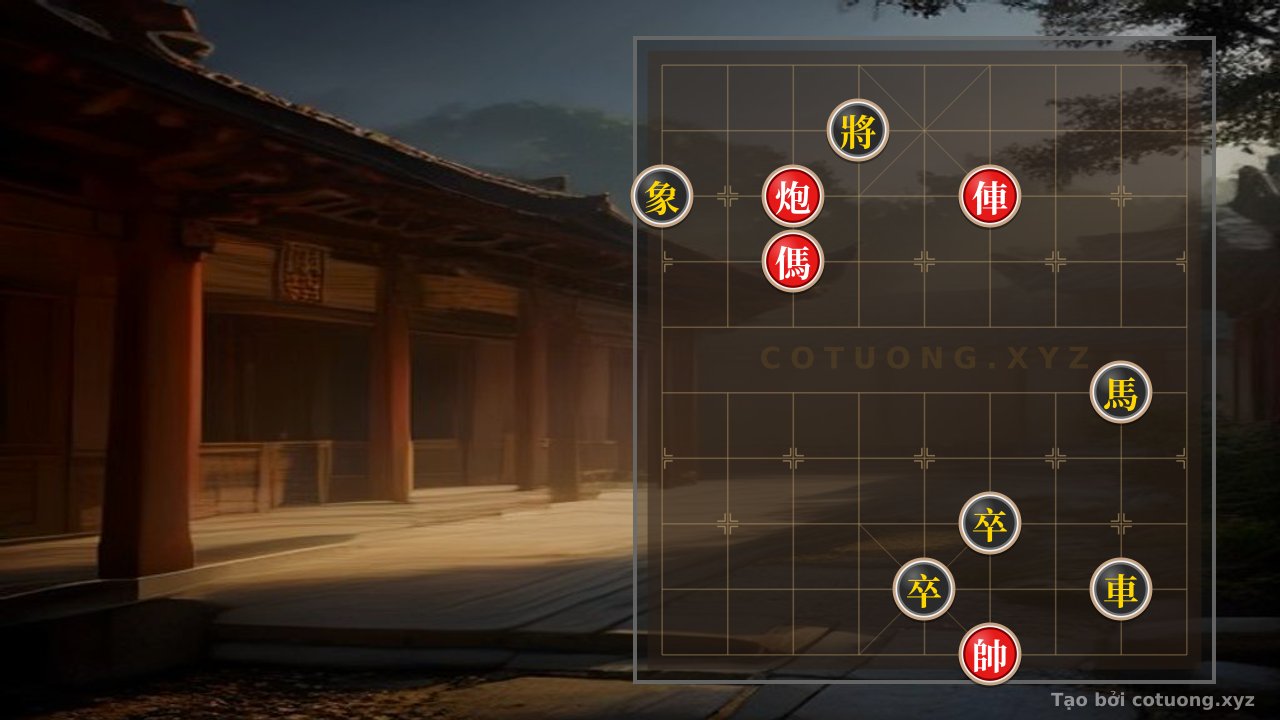 Thế cờ: Relentless Trap: Red Chariot on 4th Rank 8 Attacks Straight to Black General - Deadly Move Warning — Cờ Tướng Online
