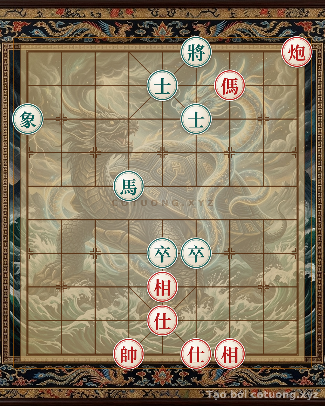 Challenge: Dangerous Position: Cannon Horse 2 Advisors 2 Elephants vs. Horse 2 Pawns 2 Advisors Elephant - The Sorrowful Move - Can you solve it?