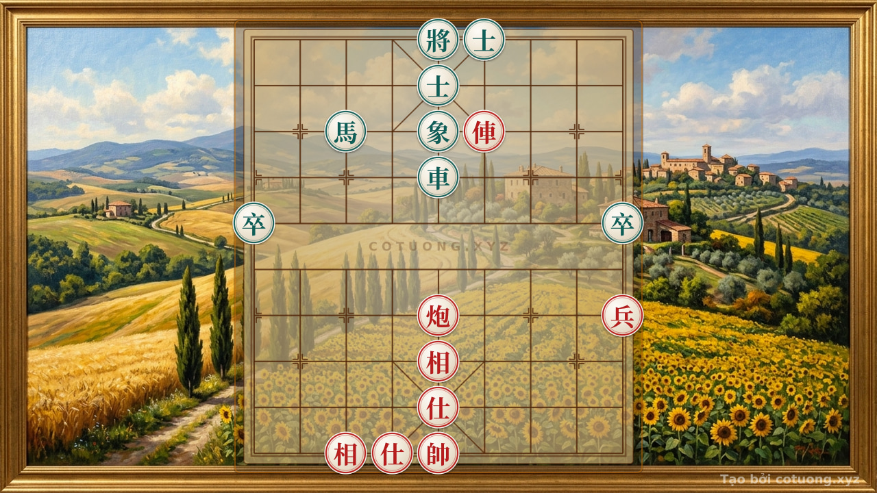 Thế cờ: Hidden Endgame: When the Red Rook Cannon Pawn Faces the Black Horse Pawn in a Mythical General's Chess — Cờ Tướng Online
