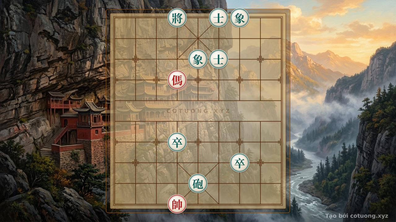 Thế cờ: Xiangqi Pro Tips: How Does the Red Horse Take Down the Black Cannon in a Suicide Chess Formation? — Cờ Tướng Online