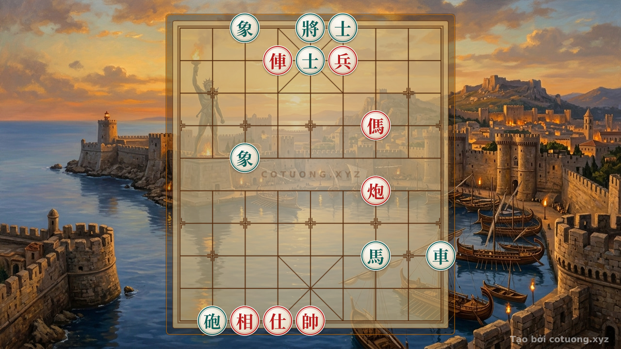 Thế cờ: Red Rook Charges Straight, Black General Loses Sleep: How to Play This 7/10 Xiangqi Position — Cờ Tướng Online