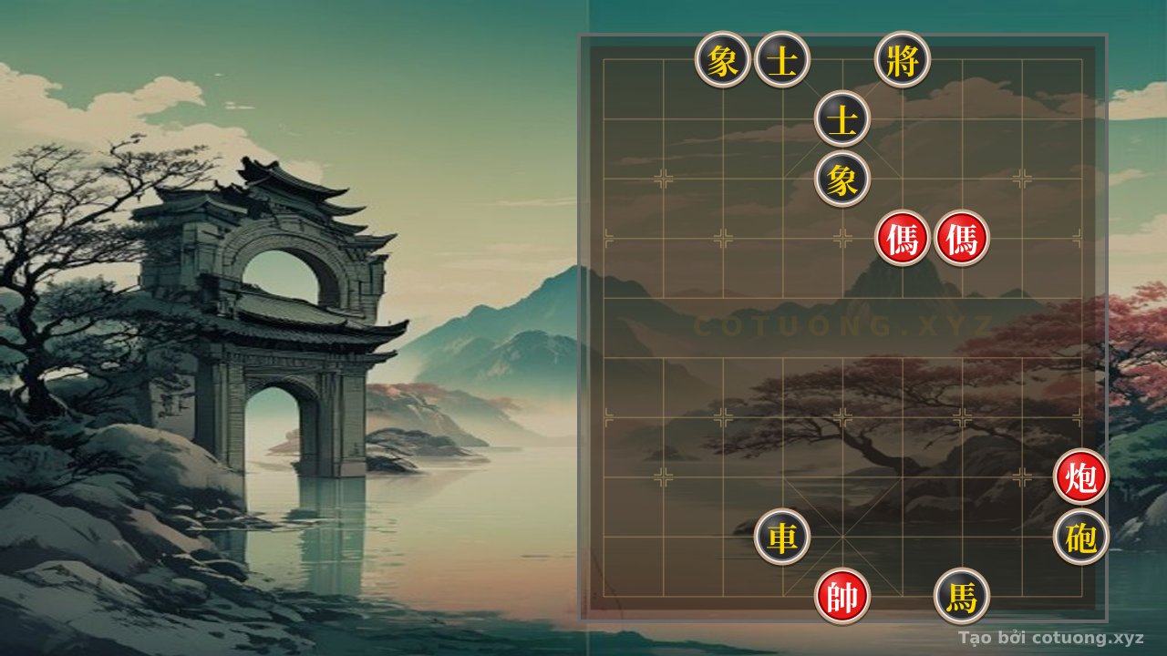 Thế cờ: Quick Checkmate Trick: Red Cannon and Double Horses Crush Black Chariot, Cannon, and Horse in Endgame — Cờ Tướng Online