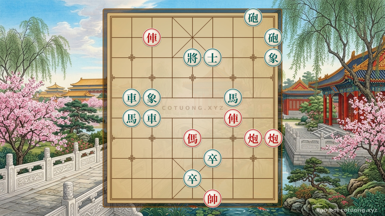 Thế cờ: The Ultimate Checkmate Strategy: Red's 2 Rooks, 2 Cannons, and 1 Horse Crush Black's 2 Rooks, 2 Cannons, 2 Horses, and 2 Pawns — Cờ Tướng Online