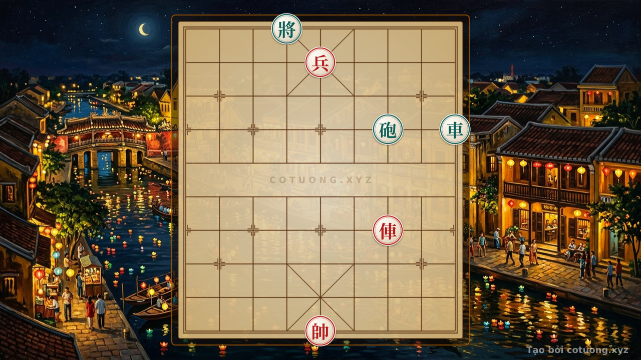 Thế cờ: Red General's Breakthrough: Black Rook at 9th File 7th Rank and Black Cannon at 7th File 7th Rank - Decoding the Tactical Strategy — Cờ Tướng Online