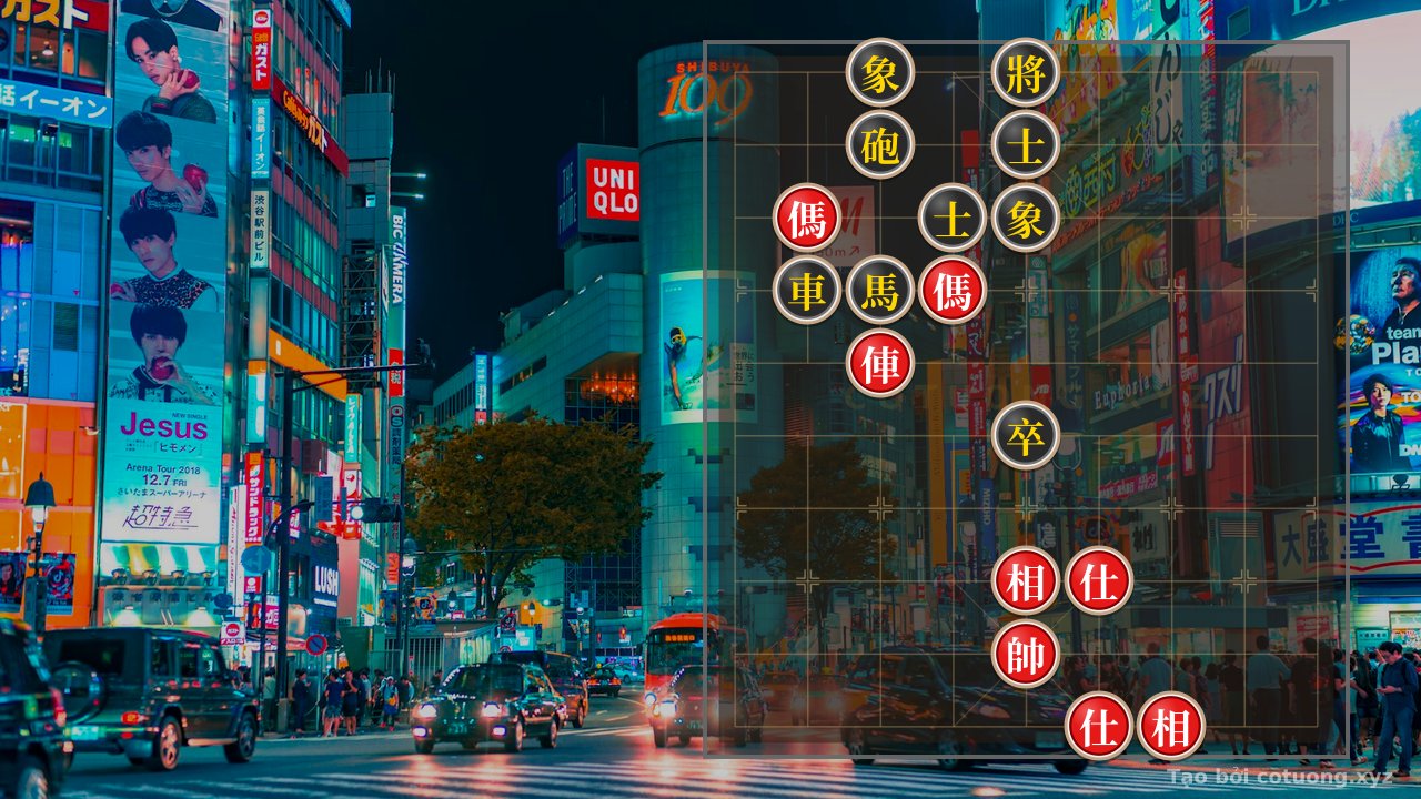 Thế cờ: Xiangqi Level 1/10: Red's Double Horses Face-to-Face, Black's Cannon Control - Tactical Tips for Beginners — Cờ Tướng Online