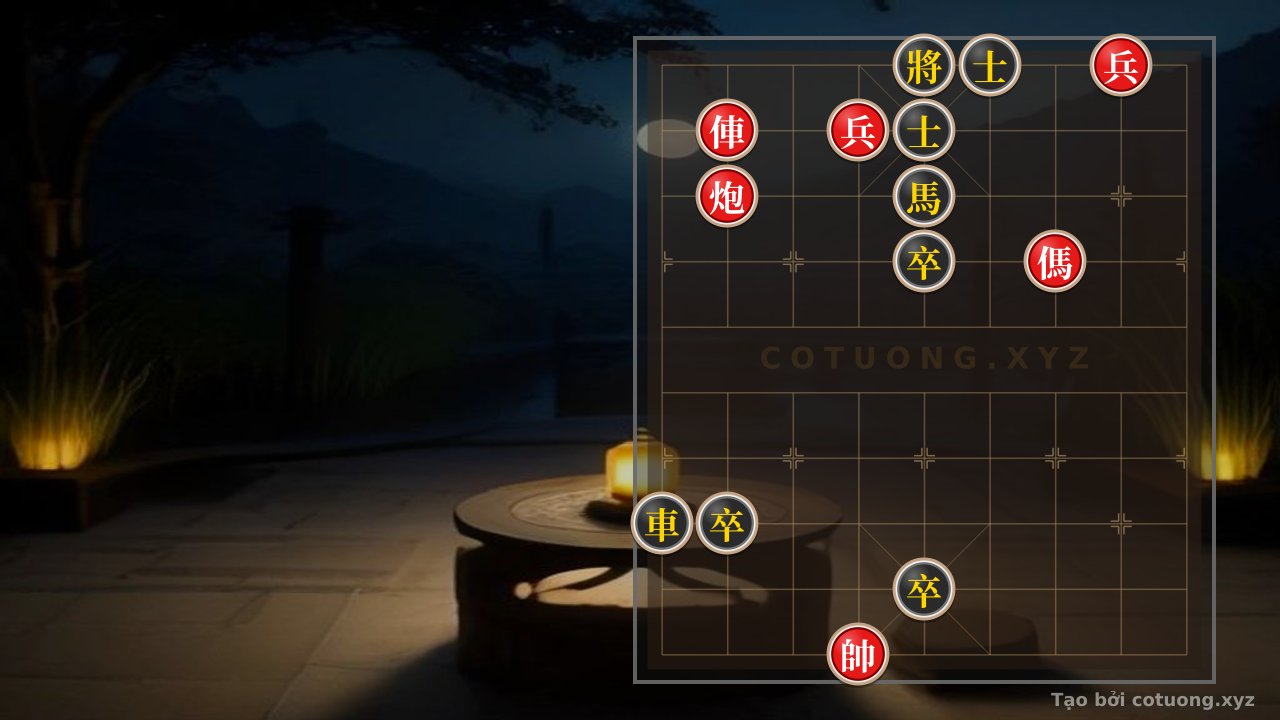 Thế cờ: Black Trap: Red Cannon on 8th Rank Sets a Trap, Black Rook on 1st Rank Falls Back — Cờ Tướng Online