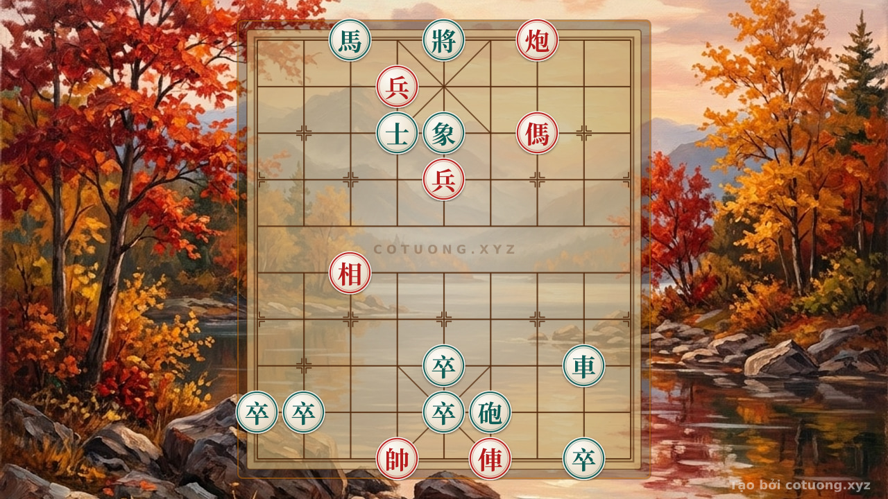 Thế cờ: Defusing the Black's Threat in the Double Horse Face-to-Face Formation - Defensive Counterattack Tactics — Cờ Tướng Online