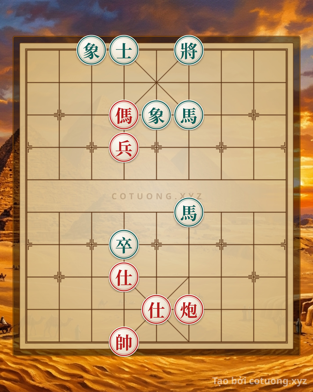 Challenge: 'Red Attacks Black Loses Eight' - Xiangqi 'Red Horse on 8th File' Threatens to Capture the Black General (Level 1/10) - Can you solve it?