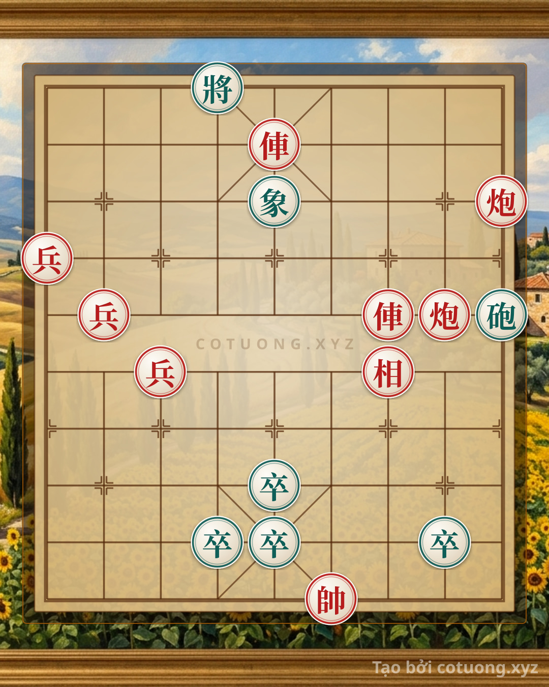 Thế cờ: Xiangqi (Chinese Chess) Showdown: Red Chariot Charges, Black General Trapped — Cờ Tướng Online