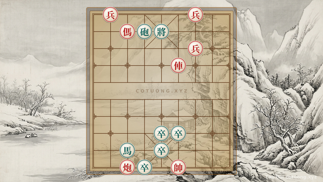 Thế cờ: Xiangqi (Chinese Chess) Tense Position 7/10: Pressure from Pawn Advances and Hidden Threats — Cờ Tướng Online