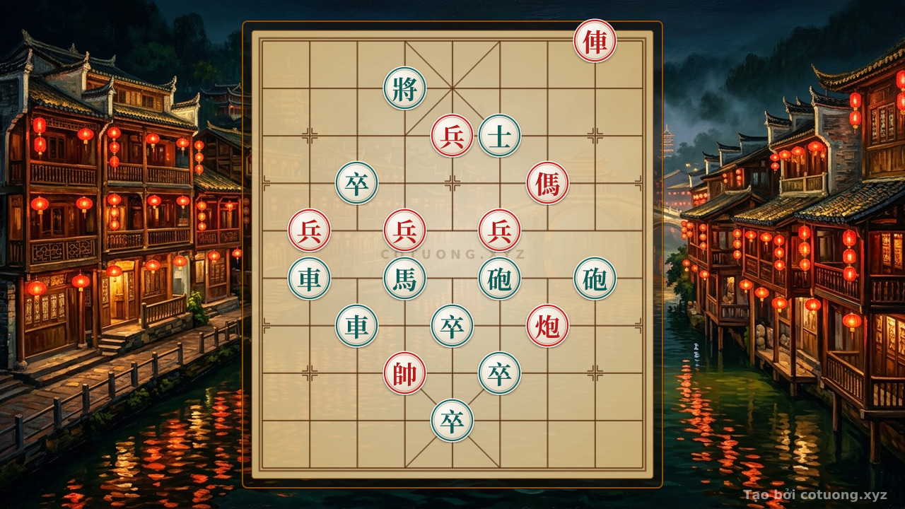 Thế cờ: Endgame Mastery: Red's Rook-Cannon-Horse Four-Pin vs. Black's Double Rooks Double Cannons - Ultimate Checkmate Tactics in Xiangqi — Cờ Tướng Online