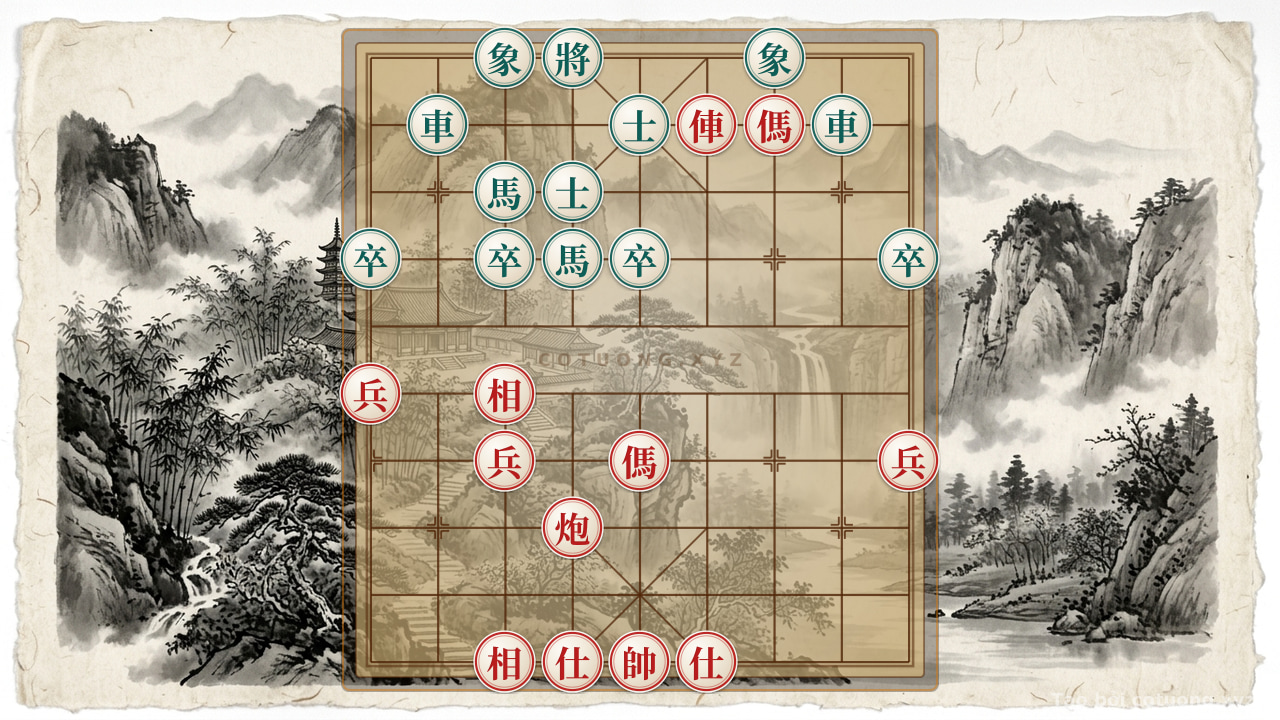 Thế cờ: Speed Attack: Red's Strategy Against Black in a Compact Formation — Cờ Tướng Online