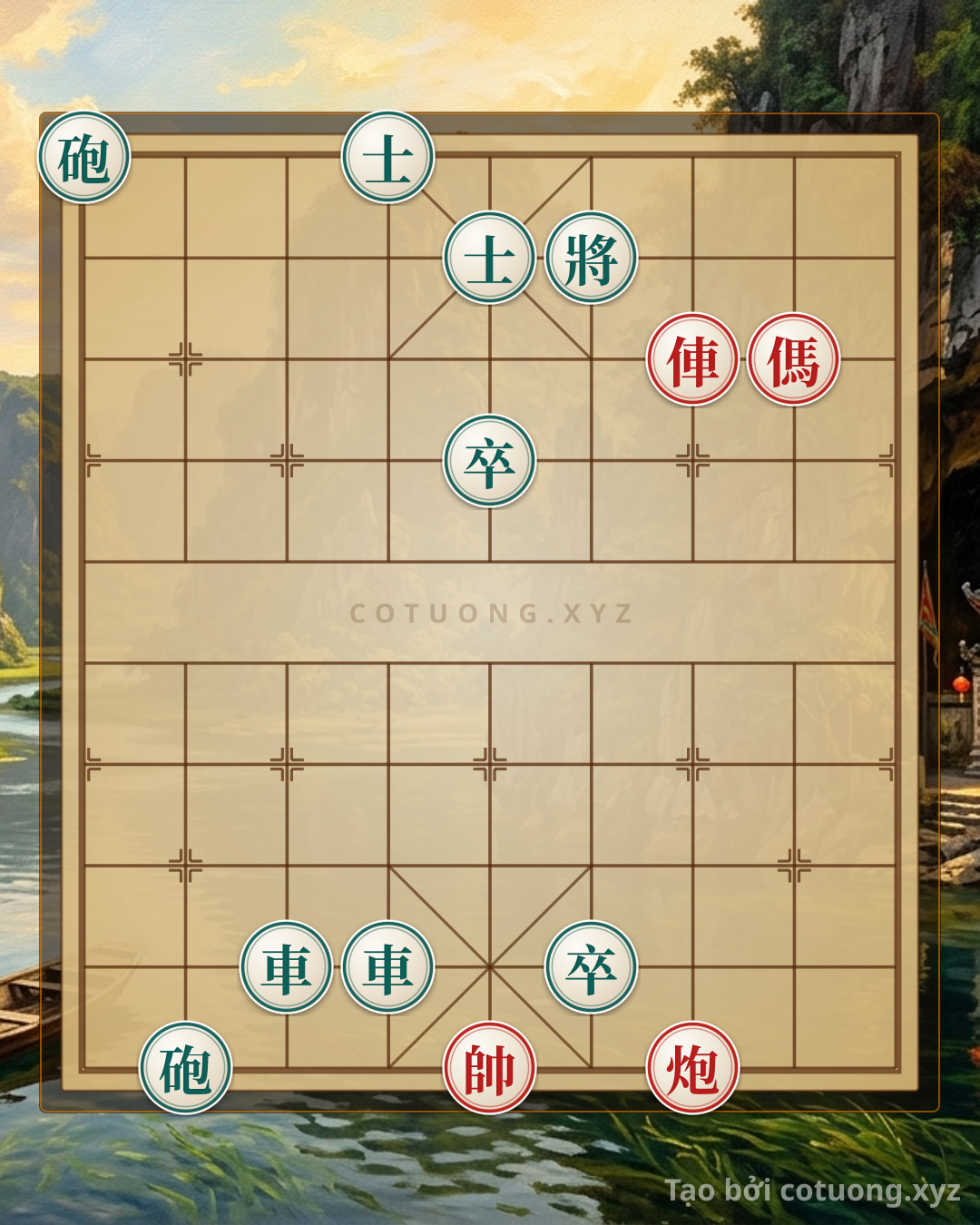 Challenge: Winning Secret: Rook Cannon Horse beats 2Rooks 2Cannons 2Pawns 2Advisors - Mystical Xiangqi Tactics - Can you solve it?