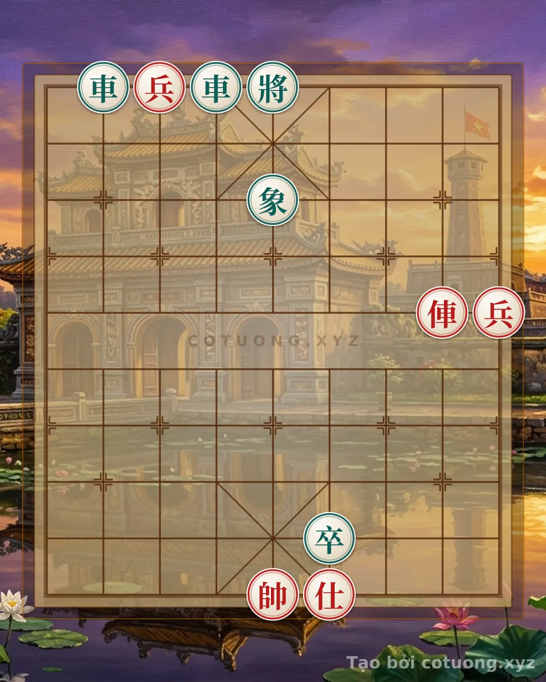 Challenge: 2 Red Chariots and Advisors Win Against 2 Black Chariots and Elephants: A Lesson in Tactical Moves from the Battle of Bạch Đằng - Can you solve it?